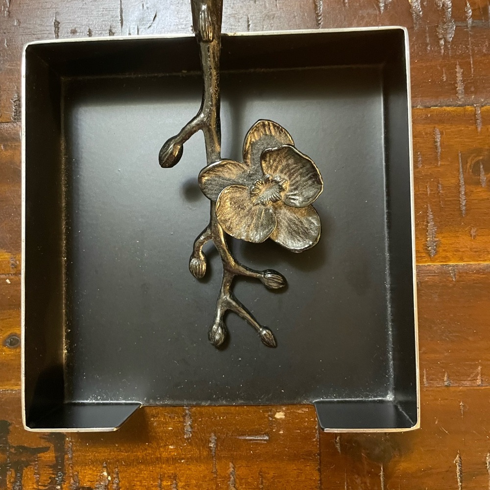 Michael Aram Black and Gold Floral Tray